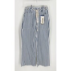 Bayeas Tamsin High Rise Wide Leg Striped Jeans Blue White Rope Belt BYW8295S 26